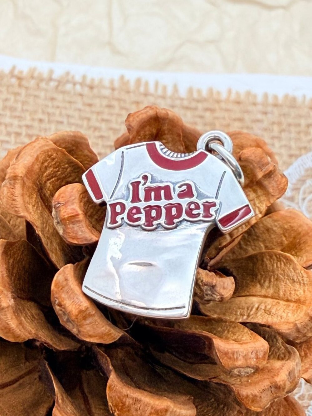 James Avery Enamel I'm a Pepper Charm Sterling Silver Dr Pepper Charm